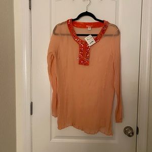 Glam Souls Kurta Slit Neck Tunic Size M/L 100% Silk